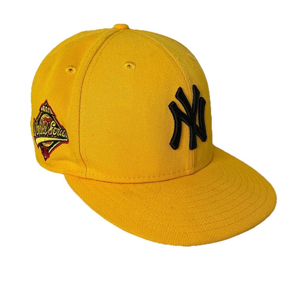 New York Yankees 1996 World Series Yellow Fitted Hat Sz7.5 Cooperstown New Era